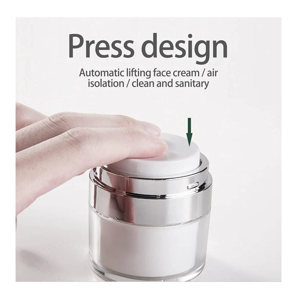 3 Pcs Pp Press Cream Jar Travel Face Lotion Pot‎ Cosmetic Vacuum Bottle 1.7 Oz